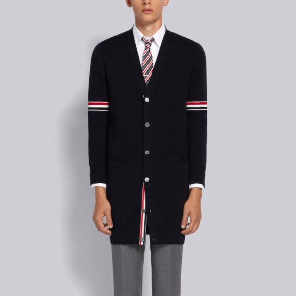 Thom Browne Navy Milano Stitch Long Cardigan - Picture 1 of 15